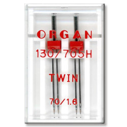 Strojové jehly ORGAN TWIN 130/705 H - 70 (1,6) - 2ks/plastová krabička