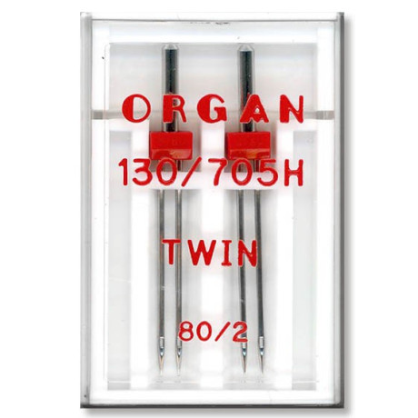 Machine Needles ORGAN TWIN 130/705 H - 80 (2,0) - 2pcs/plastic box