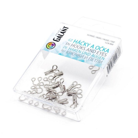 Háčky a očka 3 (11,8/8,2mm) - niklované - 10párů/krabička