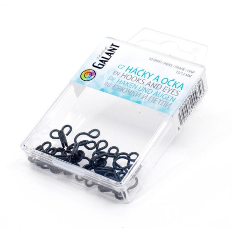 Háčky a očka 4 (13/12mm) - černé - 10párů/krabička