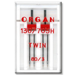 Strojové jehly ORGAN TWIN 130/705 H - 80 (3,0) - 2ks/plastová krabička