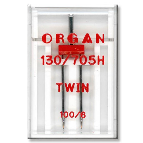 Strojové jehly ORGAN TWIN 130/705 H - 100 (6,0) - 1ks/plastová krabička