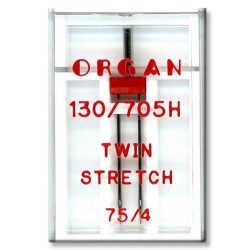 Machine Needles ORGAN TWIN STRETCH 130/705 H - 75 (4,0) - 1pcs/plastic box
