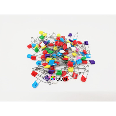 Children Safety Pins Plastic/Metal wire 54x1,00mm Assorted colours - 100pcs/box