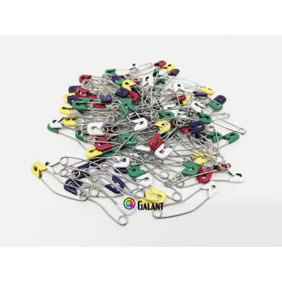 Curved Children Safety Pins Metal 56x1,20mm Assorted colours - 100pcs/box