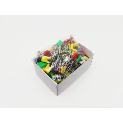 Špendlíky zavírací dětské (bezpečnostní) plast/kov ohnuté 60x1,20mm - asort barev - 100ks/krabička