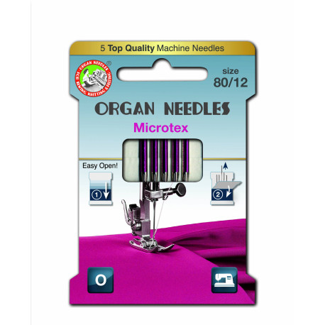 Machine Needles ORGAN MICROTEX ASSORT - 80- 5pcs/card