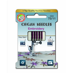 Machine Needles ORGAN EMBROIDERY ASSORT 130/705H -75 - 5pcs/card