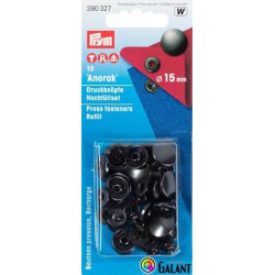 Press fasteners ANORAK 15mm - black nickel (Prym) - 10pcs/card