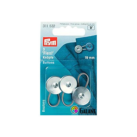 Flexi buttons with loop 19 mm (Prym) - 3pcs/card