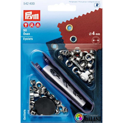 Eyelets 4 mm without washers - nickel plated (Prym) - 50pcs/card