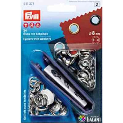 Mosazné průchodky s podložkou 8mm - Nikl (Prym) - 24ks/karta