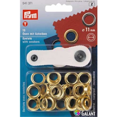 Mosazné průchodky s podložkou 11mm - Mosaz (Prym) - 15ks/karta