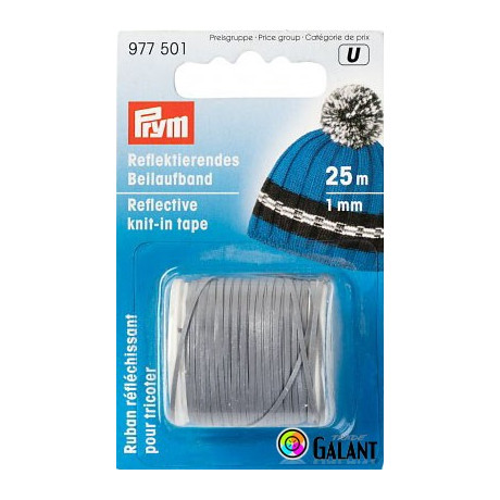 Reflecting knit-in tape 1 mm/25m (Prym) - 1pc/card