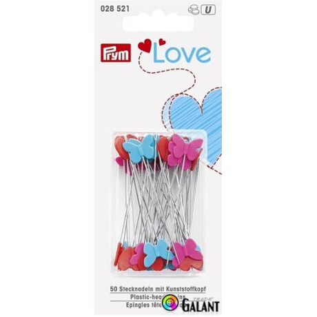 Plastic headed flat pins 0,6x50 mm, 50pcs PRYM LOVE (Prym) - 50pcs/card