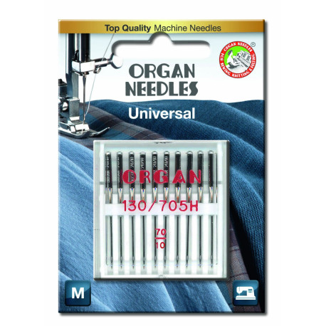 Strojové jehly ORGAN UNIVERSAL 130/705 H - 70 - 10ks/plastová krabička/karta