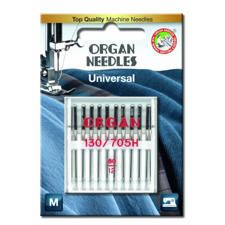 Strojové jehly ORGAN UNIVERSAL 130/705 H - 80 - 10ks/plastová krabička/karta