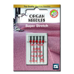 Strojové jehly ORGAN SUPER STRETCH 130/705H - ASORT - 5ks/plastová krabička/karta (75:3, 90:2ks)