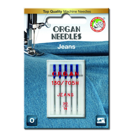 Machine Needles ORGAN JEANS 130/705H - 90 - 5pcs/plastic box/card
