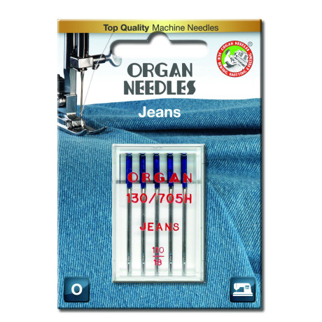 Machine Needles ORGAN JEANS 130/705H - 110 - 5pcs/plastic box/card