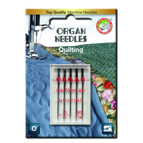 Machine Needles ORGAN QUILTING 130/705 H-QU - Assort - 5pcs/plastic box/card (75:3, 90:2pcs)