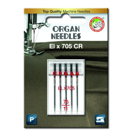 Strojové jehly ORGAN EL x 705 Chromium - 75 - 5ks/plastová krabička/karta