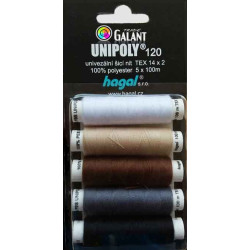 Polyester threads UNIPOLY 120 MIX (TEX14x2) - 100m/spool - 5spools/cassette