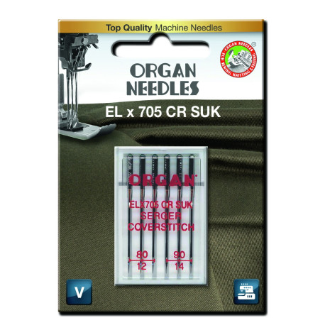 Strojové jehly ORGAN EL x 705 Chromium SUK - ASORT - 6ks/plastová krabička/karta (80:3, 90:3ks)