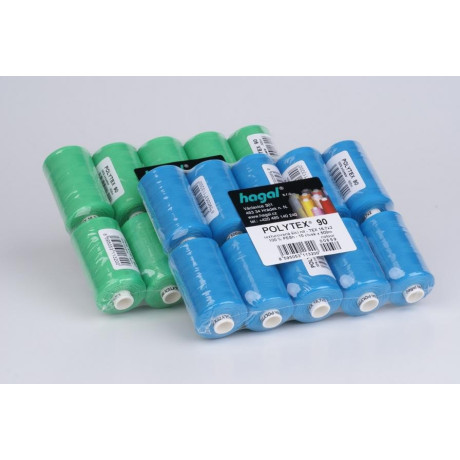 Nitě polyesterové HAGAL POLYTEX 90 (TEX16,7x2) - 500m/rulička - 10ruliček/folie
