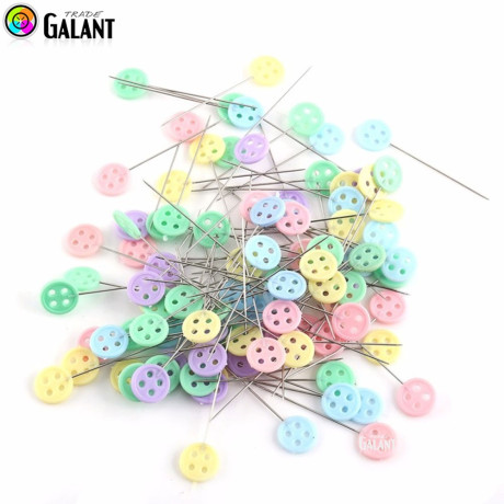 Mild Steel Straight Pins for Patchwork - Button - 39x0,60mm - nickel plated - 100pcs/pl.box