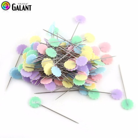 Mild Steel Straight Pins for Patchwork - Flower - 44x0,60mm - nickel plated - 100pcs/pl.box