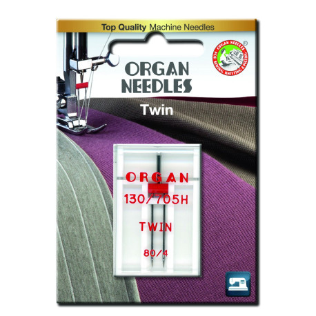 Machine Needles ORGAN TWIN 130/705 H - 80 (4,0) - 1pcs/plastic box/card