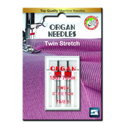 Machine Needles ORGAN TWIN STRETCH 130/705 H - 75 (2,5) - 2pcs/plastic box/card