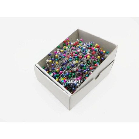 Plastic pearled Head Pins 38x0,60mm asort colours - 1000pcs/box