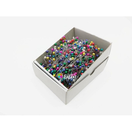 Plastic pearled Head Pins 38x0,60mm asort colours - 1000pcs/box