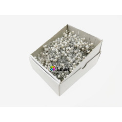 Špendlíky s plastovou perleťovou hlavou 38 Niklované barva: Bílá - 1000ks/pl.krabička