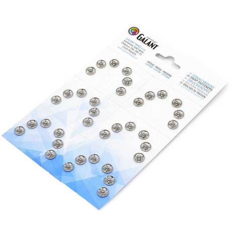 Stiskací knoflíky mosazné 10mm - 36ks/karta - 8karet/krabice (2grs.)