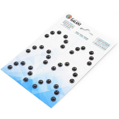 Stiskací knoflíky mosazné 8mm - niklované  - 36ks/karta - 8karet/krabice (2grs.)