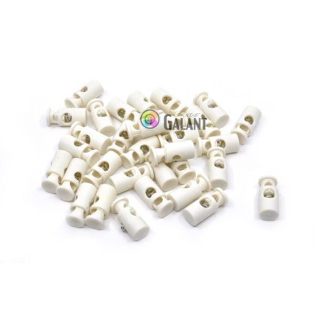 Spring Cord Lock - Long Eye - white - 1pcs