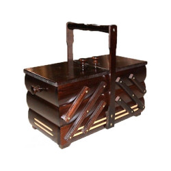 Wooden Folding Sewing Box (small) - c. dark brown - 1pcs