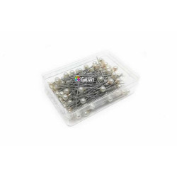 Špendlíky s plastovou perleťovou hlavou 38 Niklované barva: Bílá - 100ks/pl.krabička