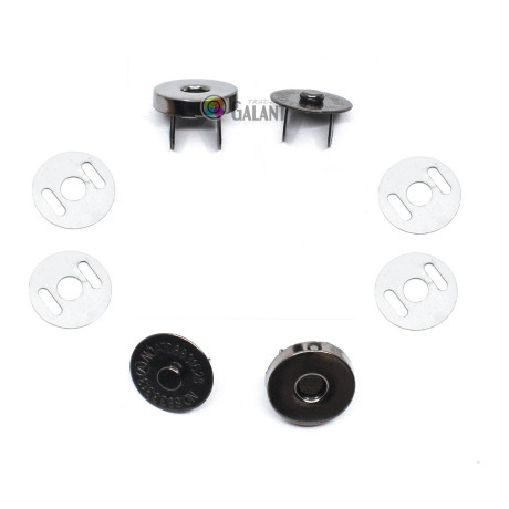Magnetic Snap Closures 14mm - gun metal - 100set/polybag