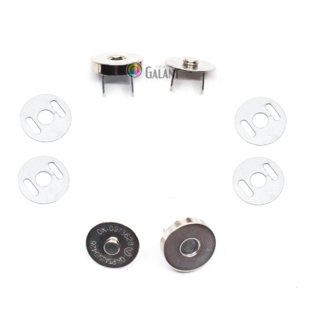 Magnetic Snap Closures 14mm - nickel plated - 100set/polybag