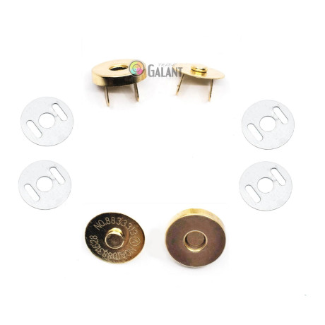 Magnetic Snap Closures 14mm - polished brass - 100set/polybag