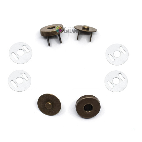 Magnetic Snap Closures 14mm - old brass - 100set/polybag