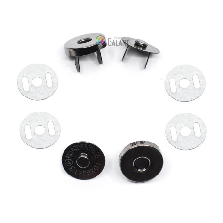 Magnetic Snap Closures 18mm - gun metal - 100set/polybag