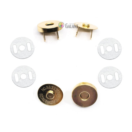 Magnetic Snap Closures 18mm - polished brass - 100set/polybag