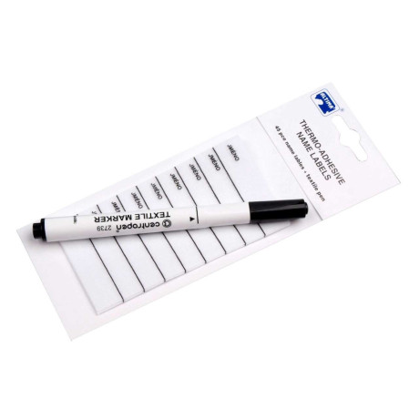 Thermo-adhesive Name Labels CZ + textile marker (art.971) - 45 pcs