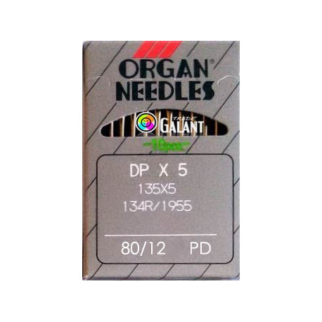 Industrial Machine Needles ORGAN DPx5 PD Titan-Nitrid - 80/12 - 10pcs/card