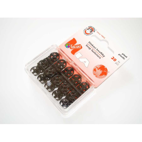 Plastic Snap Fasteners 10mm black - 20pcs/card